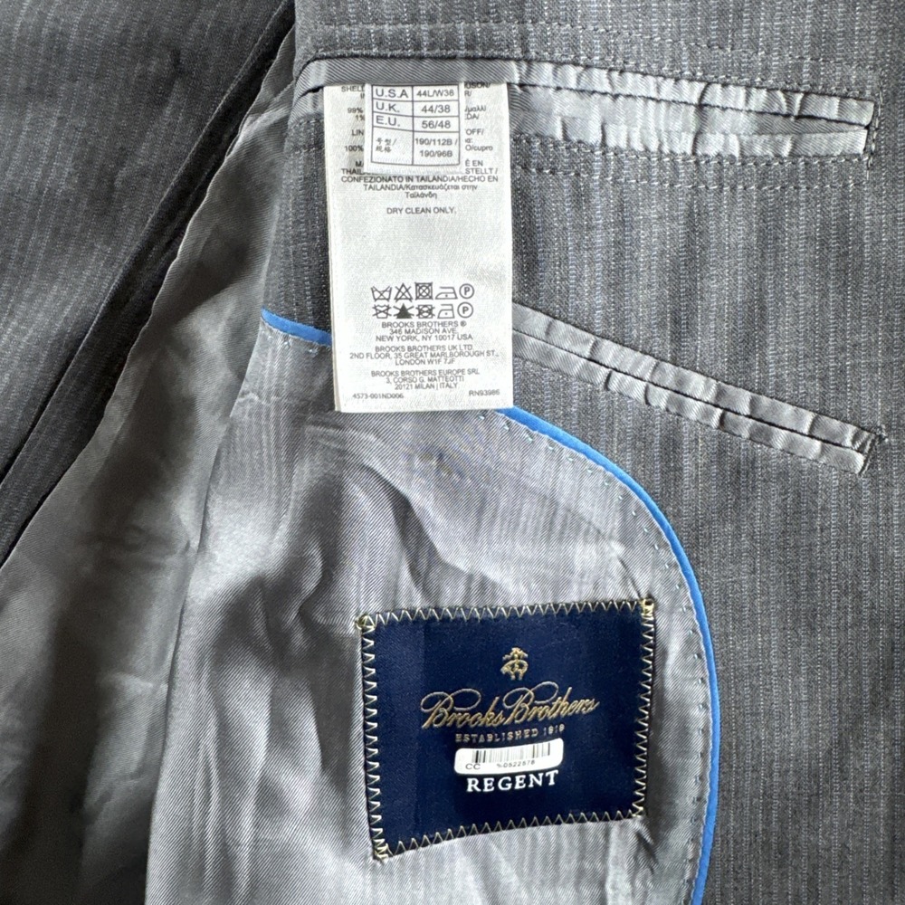Brooks Brothers Regent Reda Wool Blazer Mens 44L Gray Jacket‎ Sport Coat Career - Picture 12 of 16